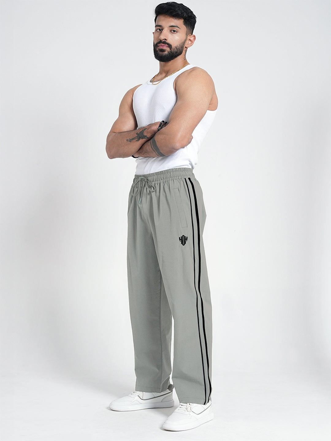 StrideX Loose Fit Track Pants (Light Grey)