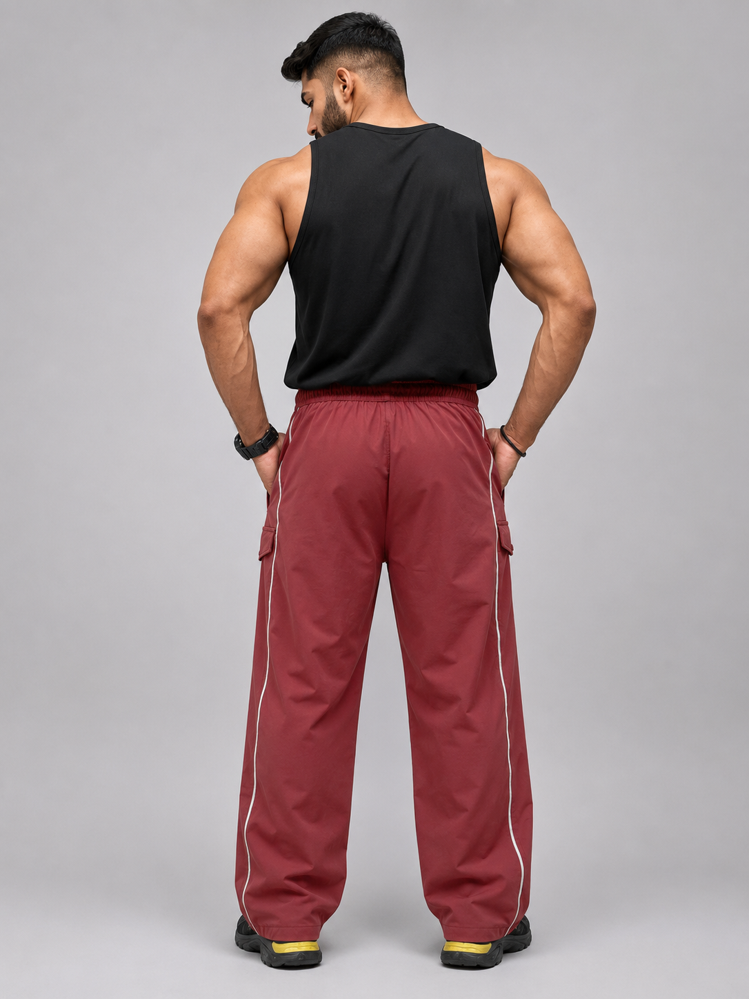 LimitLess Loose Fit Track Pants Brick Red