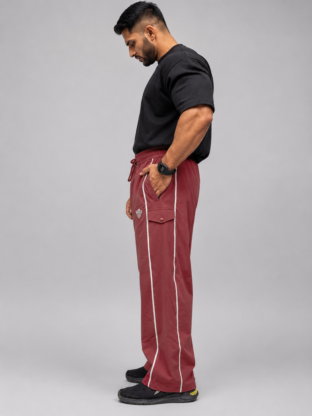 LimitLess Loose Fit Track Pants Brick Red