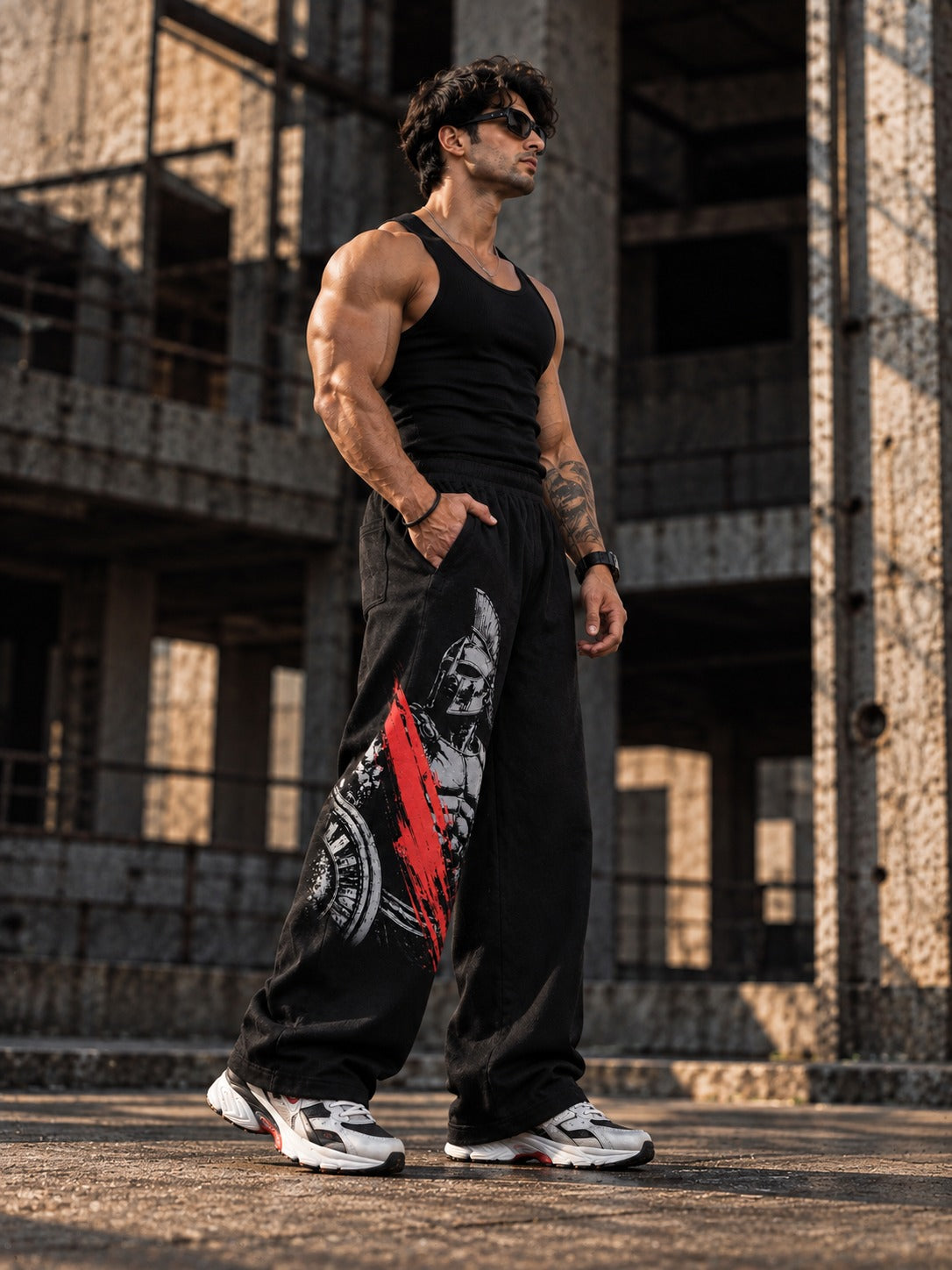 Spartan Loose Fit Track Pants (Black)