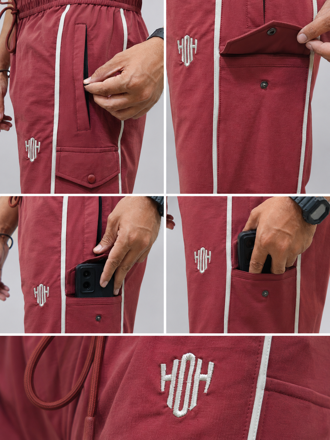 LimitLess Loose Fit Track Pants Brick Red
