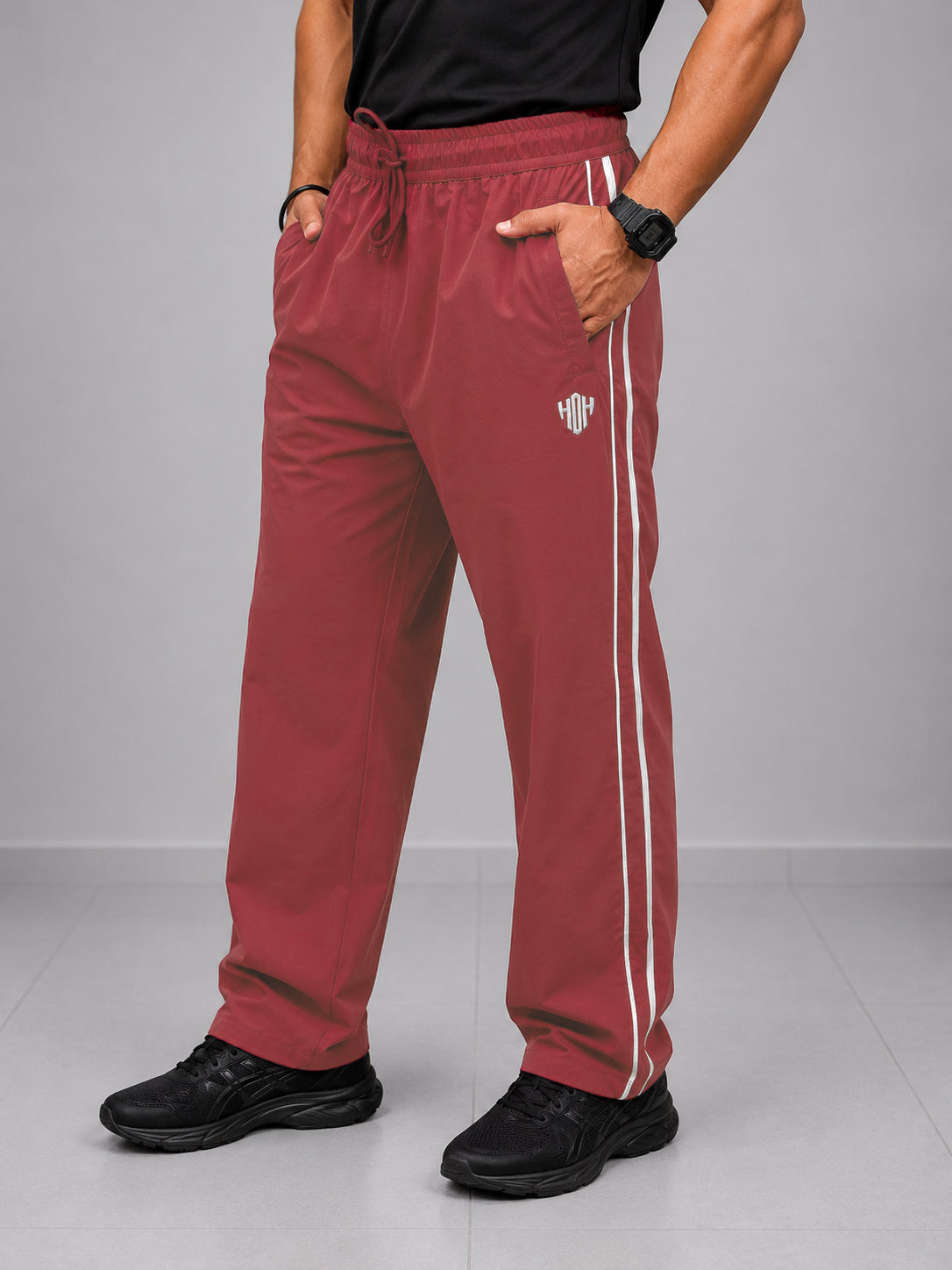StrideX Loose Fit Track Pants (Brick Red)