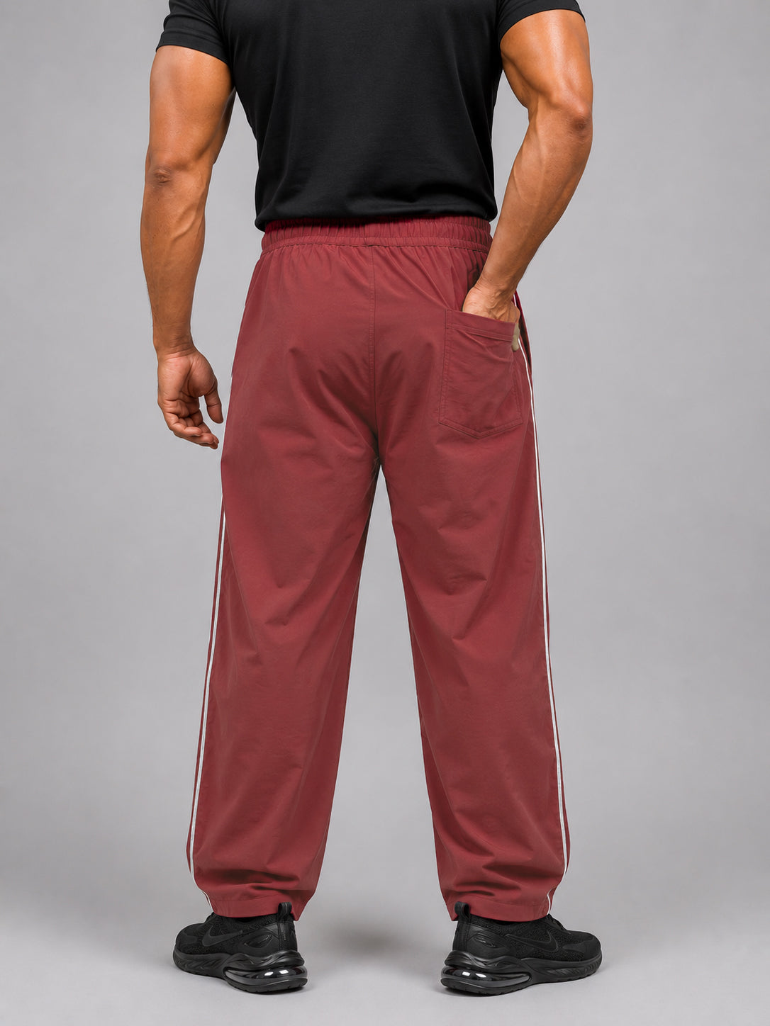 StrideX Loose Fit Track Pants (Brick Red)