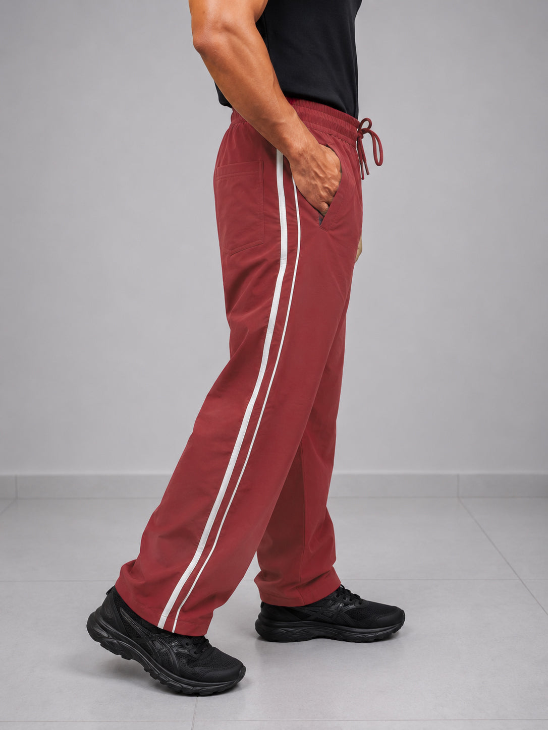 StrideX Loose Fit Track Pants (Brick Red)