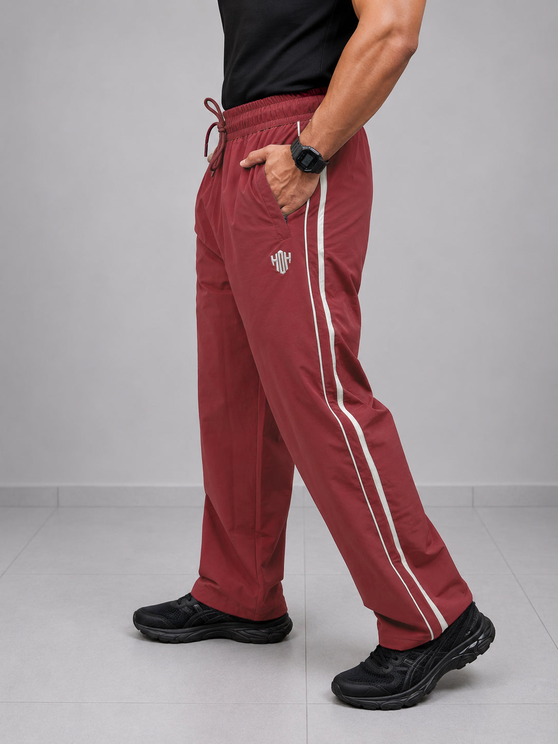 StrideX Loose Fit Track Pants (Brick Red)