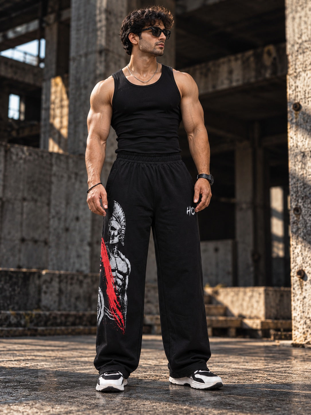 Spartan Loose Fit Track Pants (Black)