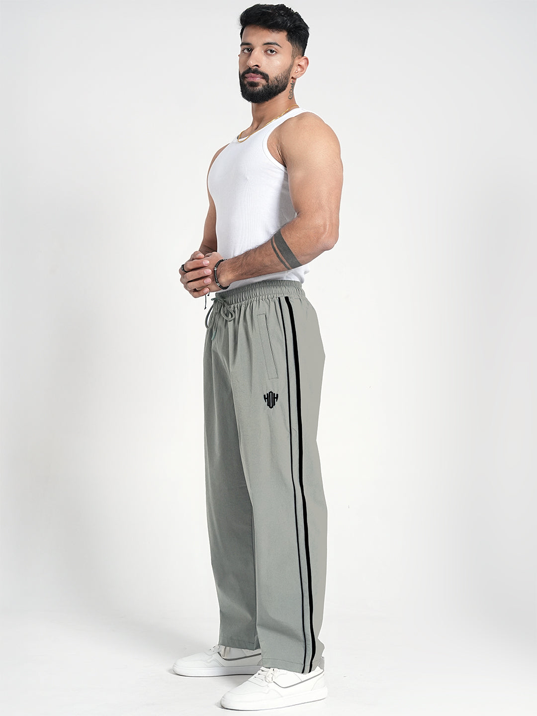 StrideX Loose Fit Track Pants (Light Grey)