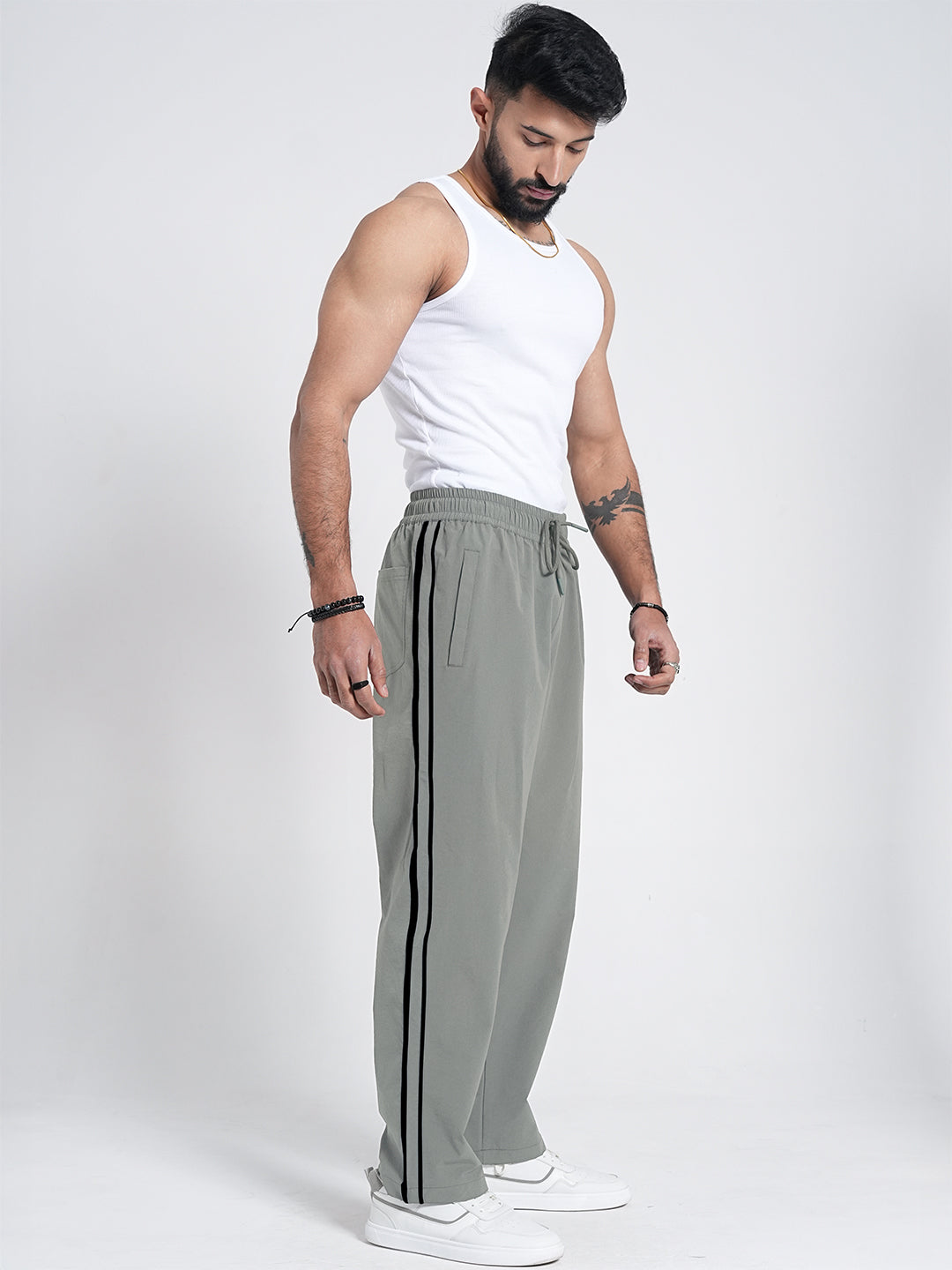 StrideX Loose Fit Track Pants (Light Grey)