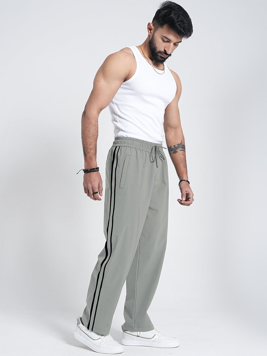 StrideX Loose Fit Track Pants (Light Grey)