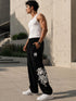 SkullBloom Loose Fit Track Pants (Black)