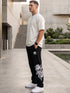 SkullBloom Loose Fit Track Pants (Black)