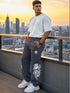 SkullBloom Loose Fit Track Pants (Grey)