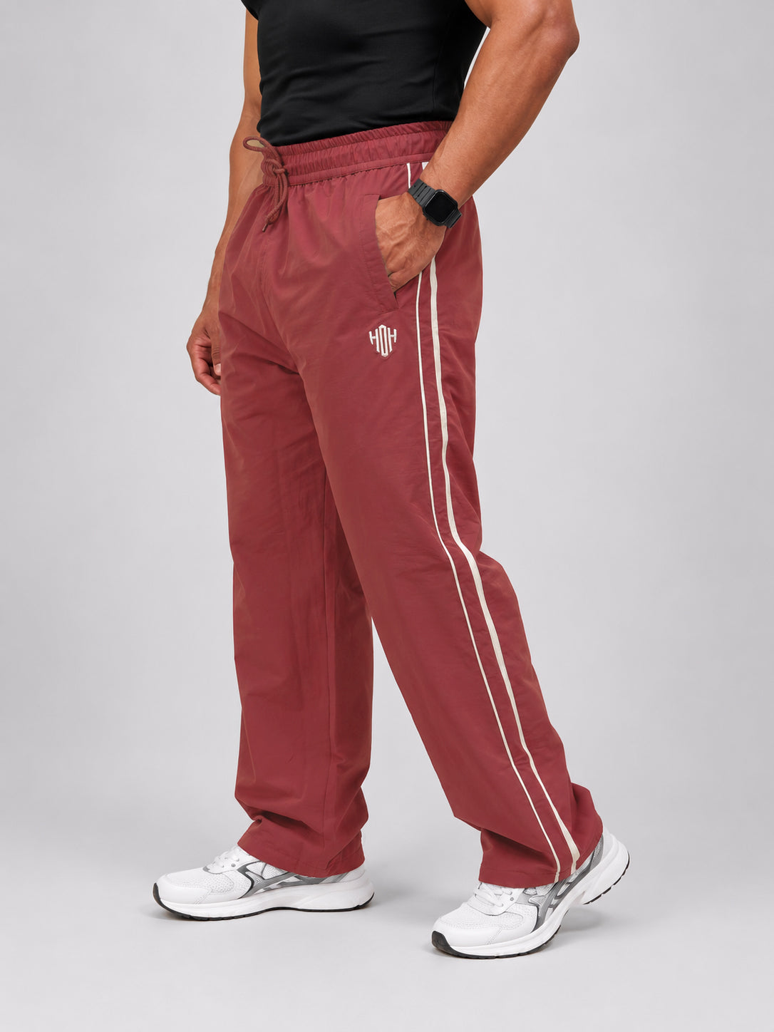 StrideX Loose Fit Track Pants (Brick Red)