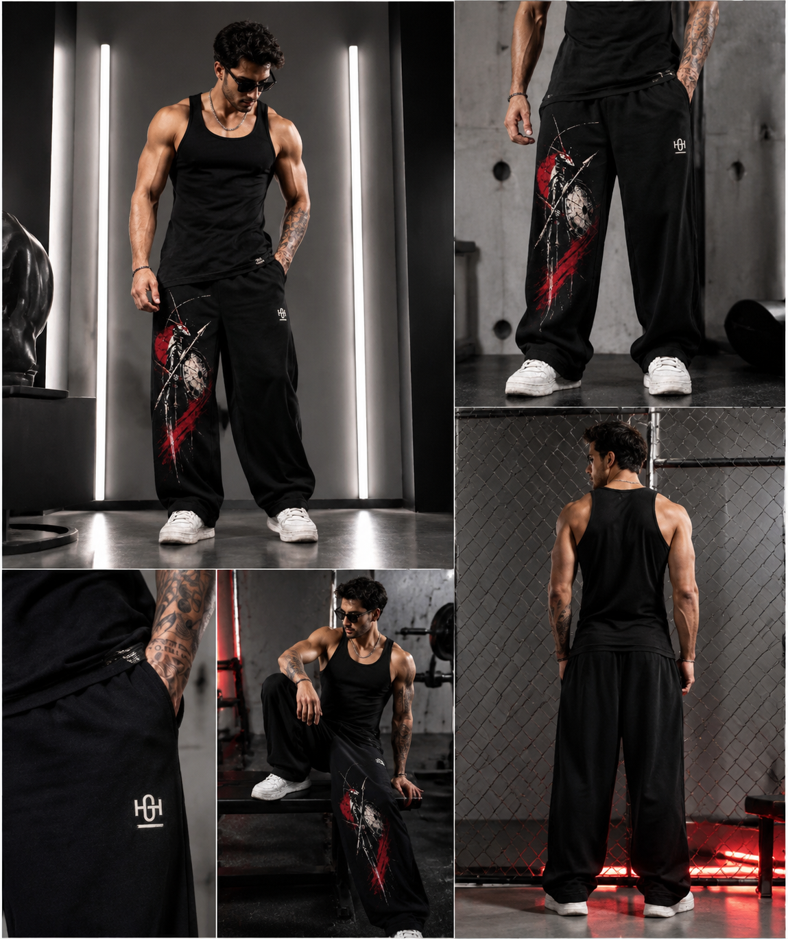 Cockroach Streetwear Loose Fit Track Pants (Black)