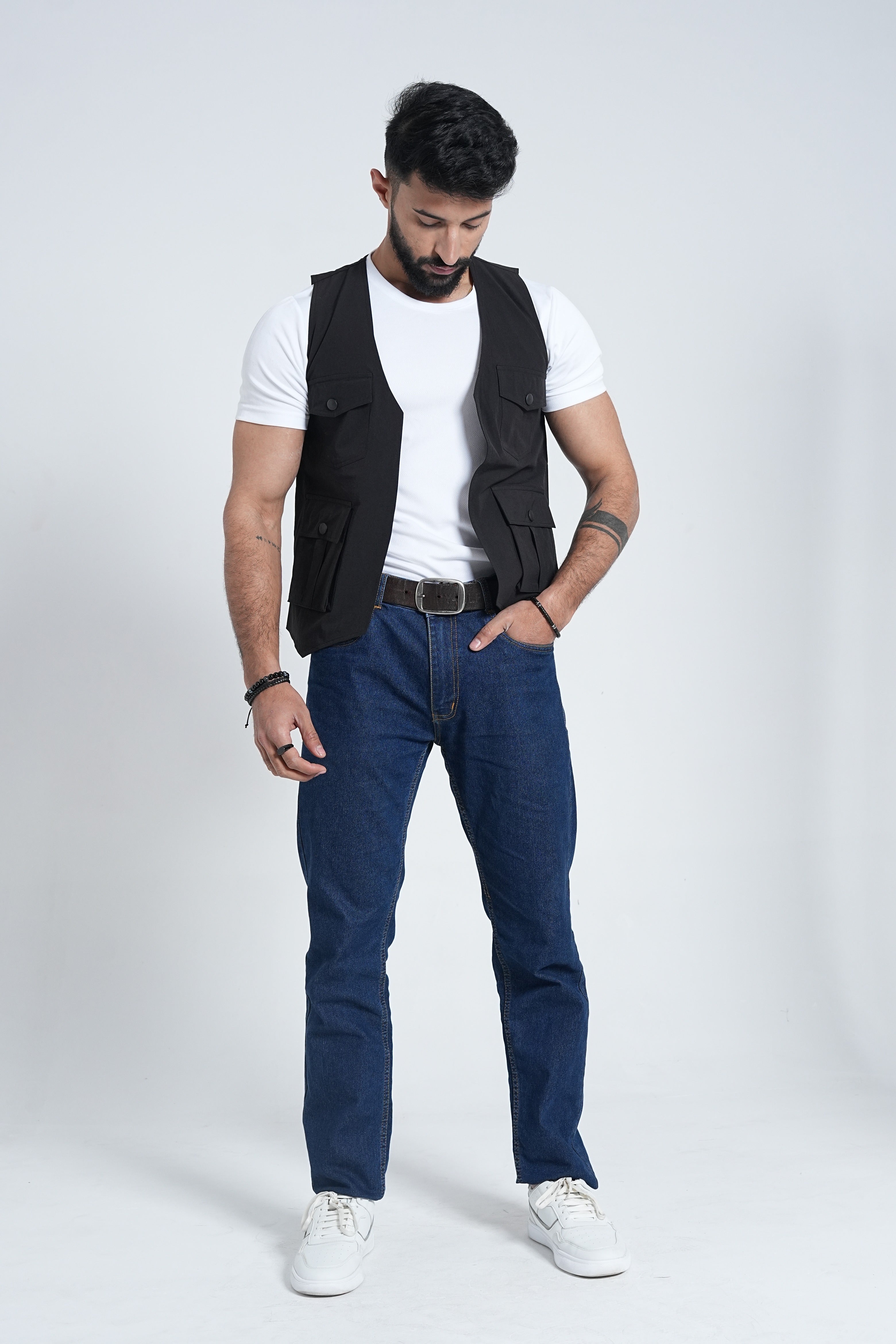 Utility Cargo Open-Front Jacket (Black)