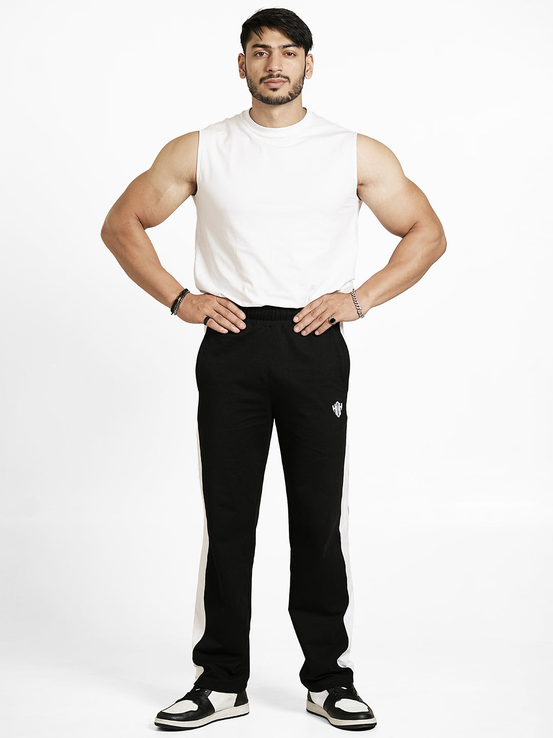 PowerX Men Mid-Rise Track Pants  (Black)