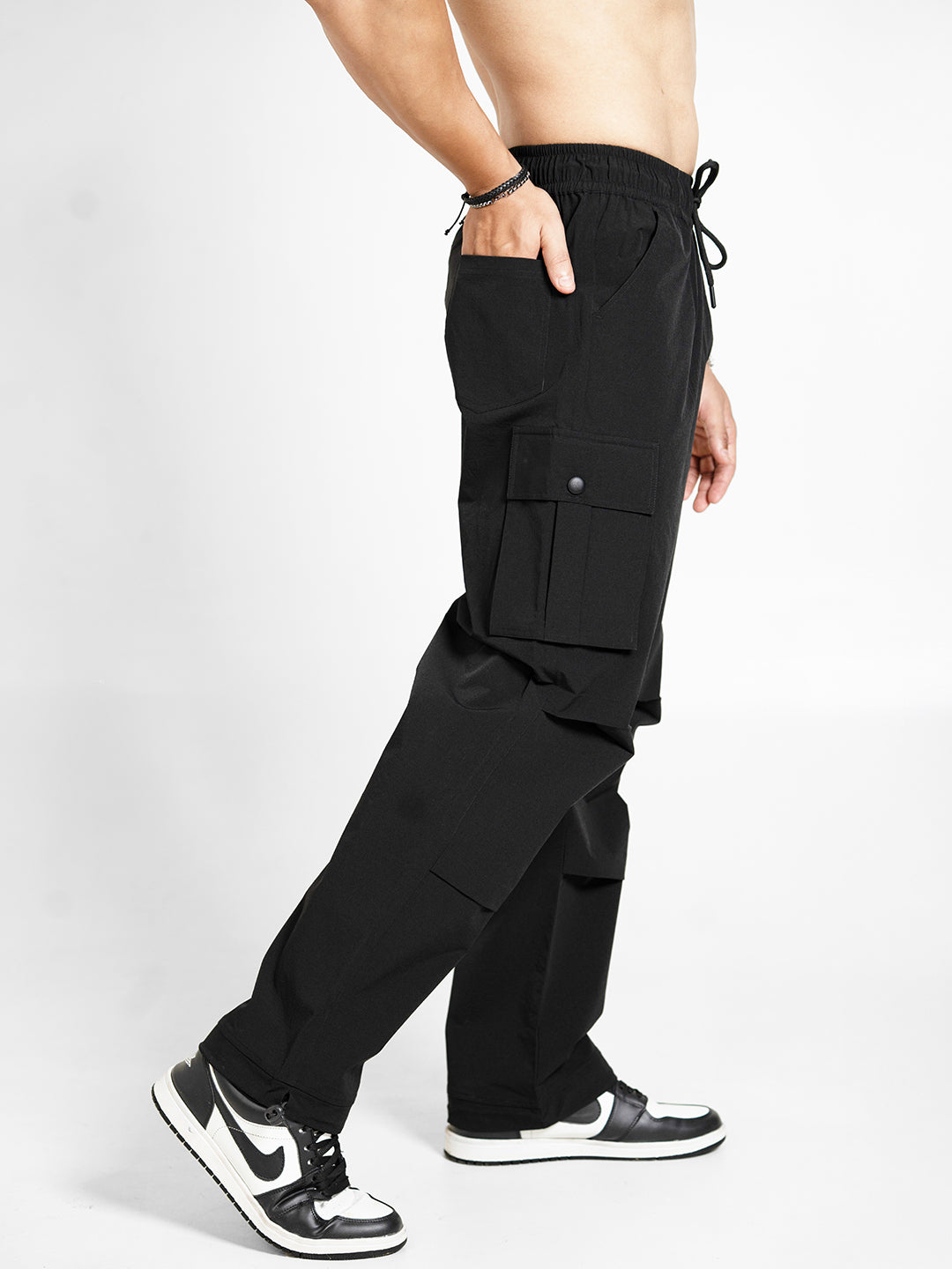 FlyHigh Men Loose Fit Black Parachute Pants