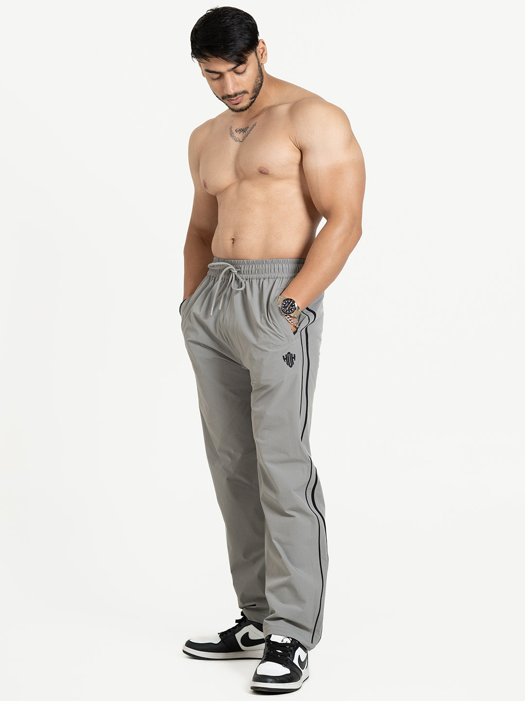 StrideX Loose Fit Track Pants (Light Grey)