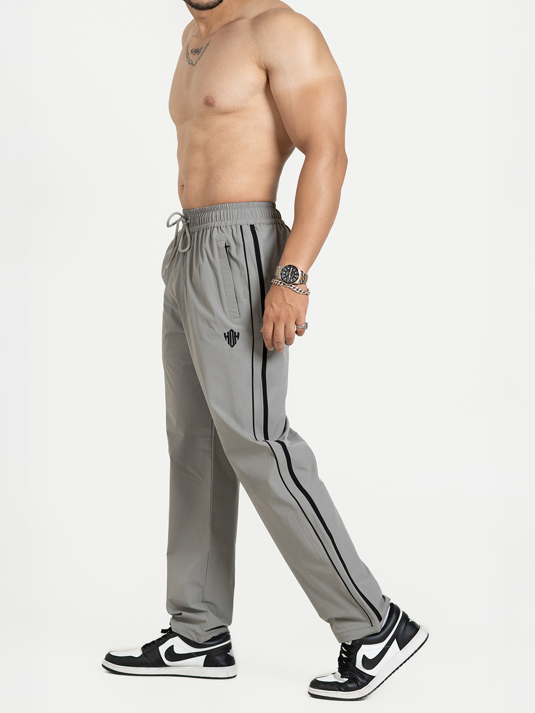 StrideX Loose Fit Track Pants (Light Grey)