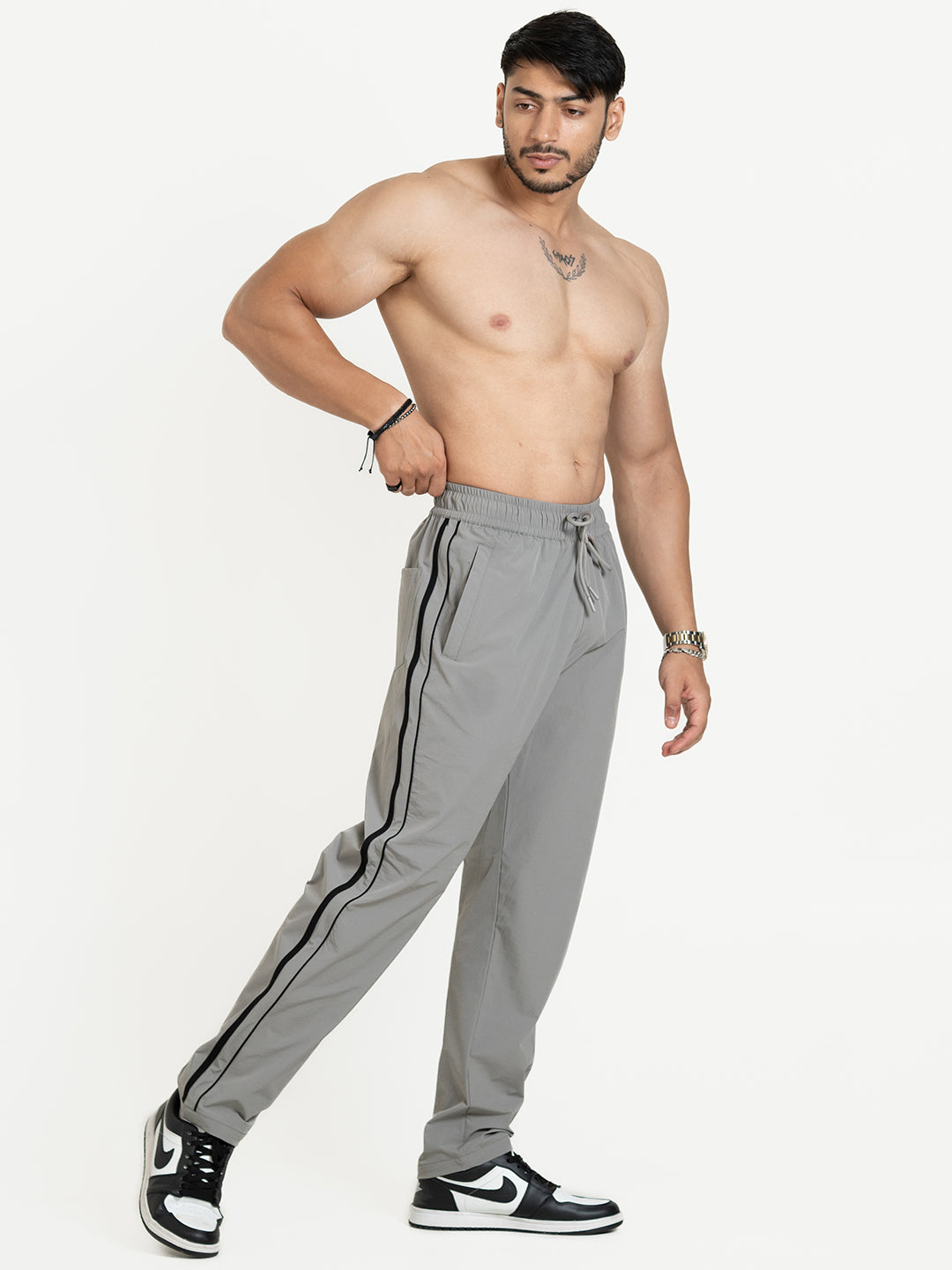 StrideX Loose Fit Track Pants (Light Grey)