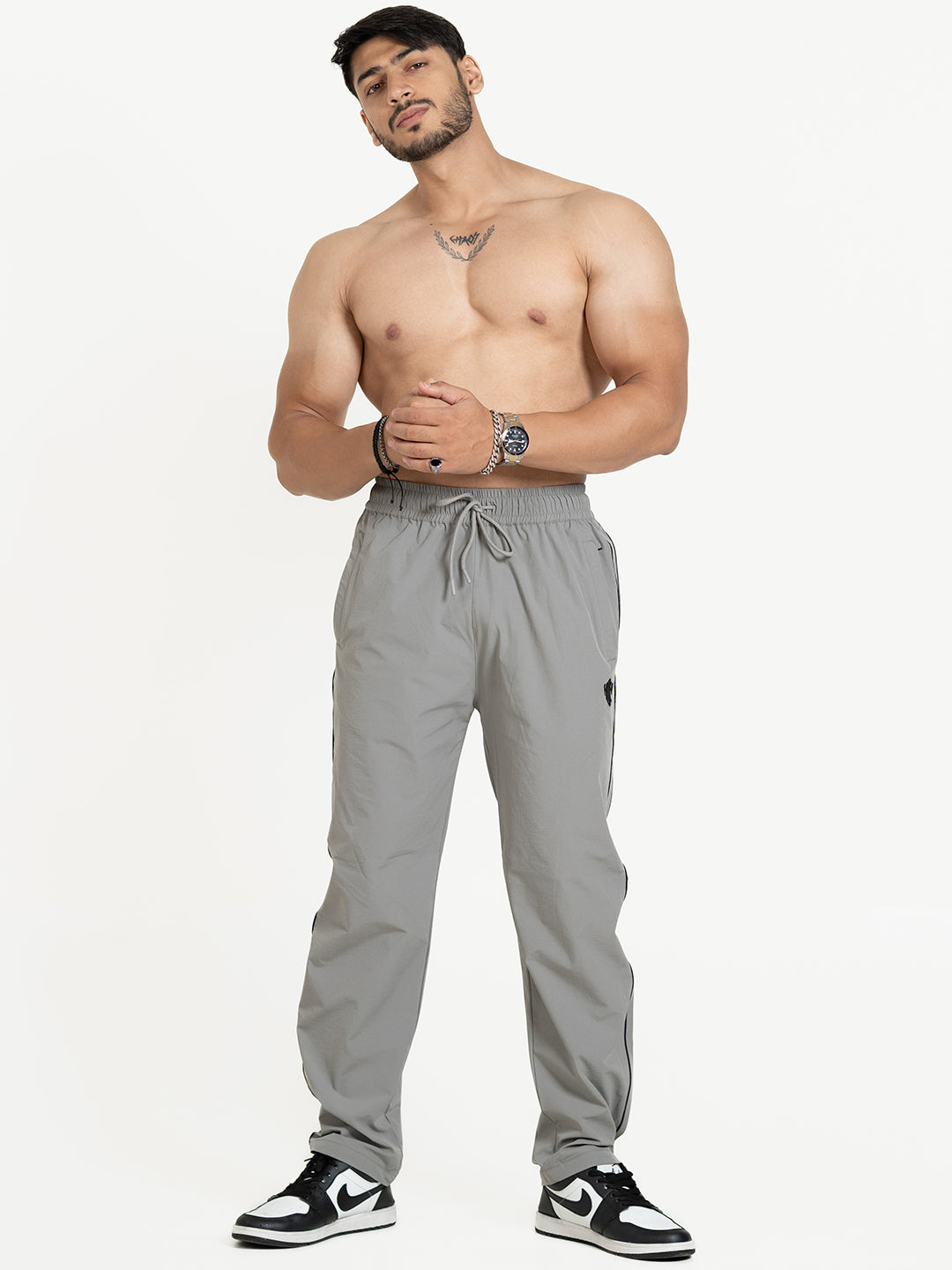 StrideX Loose Fit Track Pants (Light Grey)