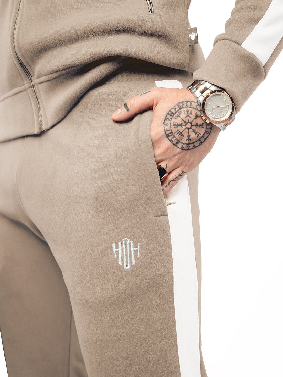Slim Fit Tracksuit - Fawn & White
