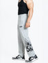 Flames Loose Fit Track Pants (Light Grey)