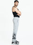 Flames Loose Fit Track Pants (Light Grey)