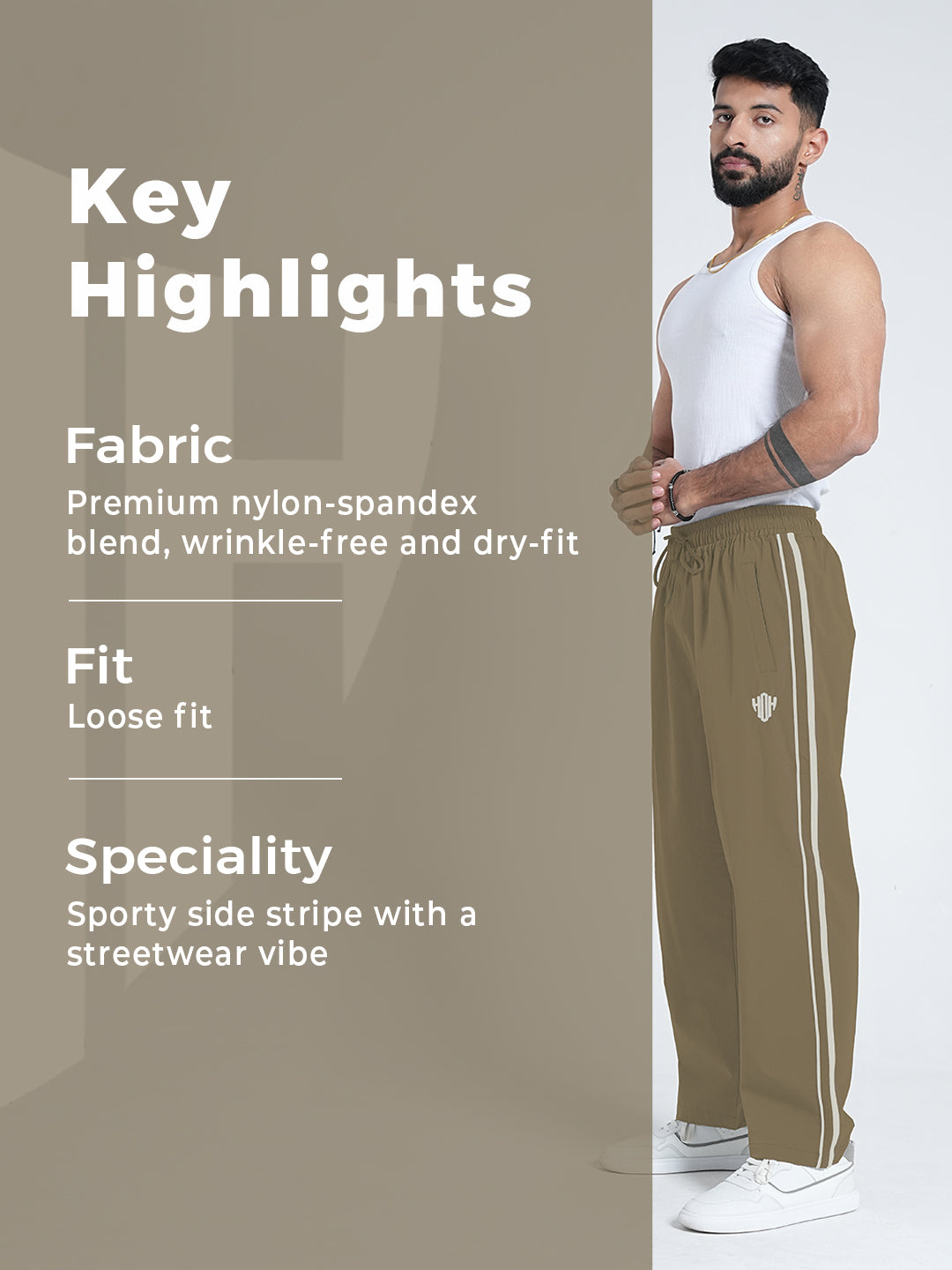 StrideX Loose Fit Track Pants (Mocha Mousse)