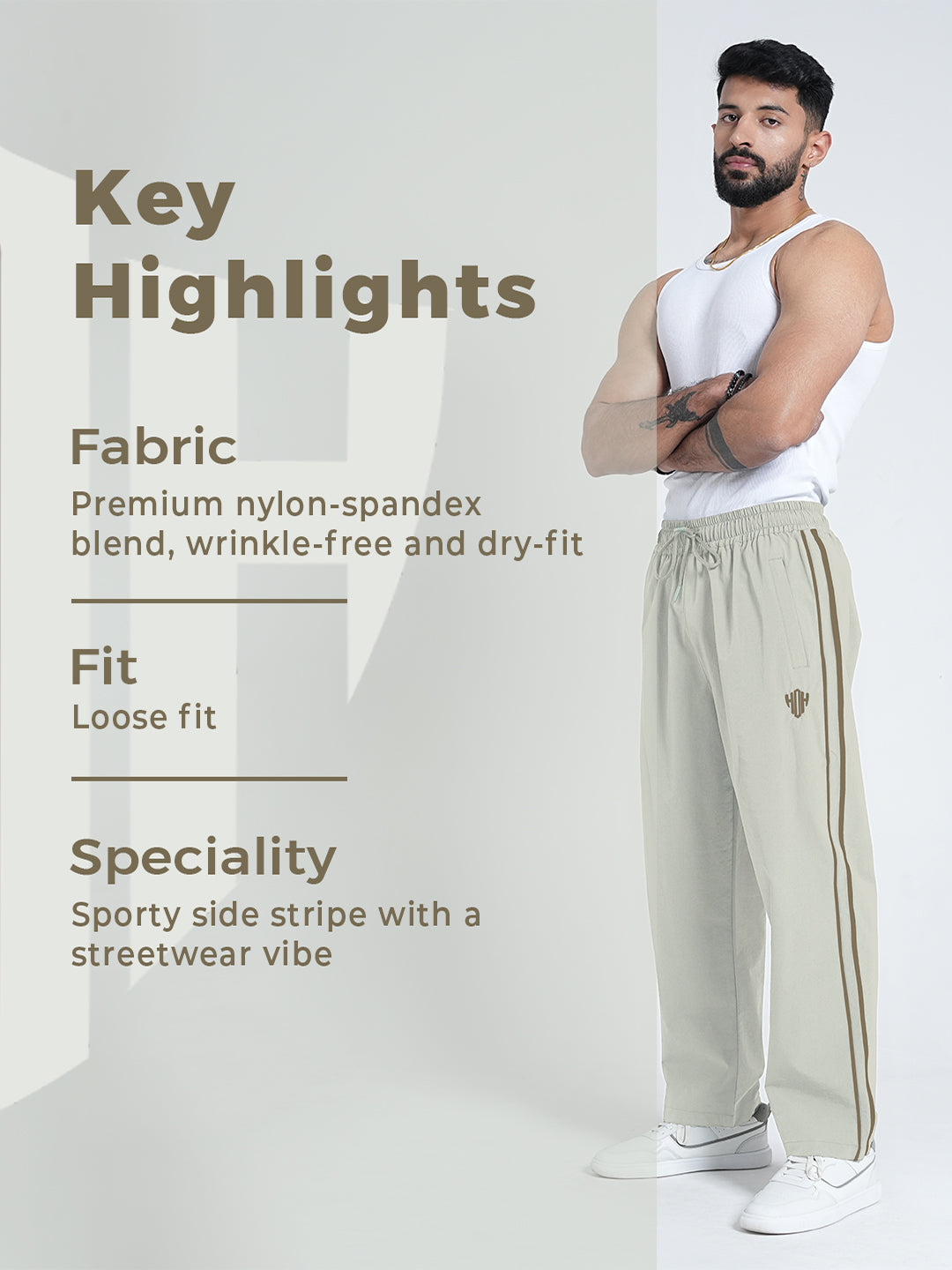 StrideX Loose Fit Track Pants (Cannoli Cream)