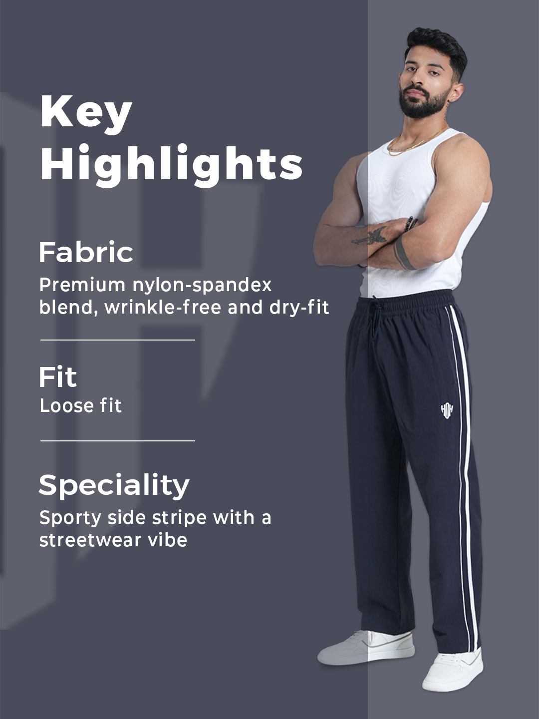 StrideX Loose Fit Track Pants (Navy) – House of Heroes StrideX Loose Fit Track Pants (Navy) – House of Heroes