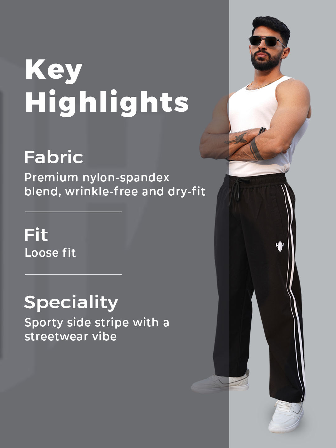 StrideX Loose Fit Track Pants (Black)