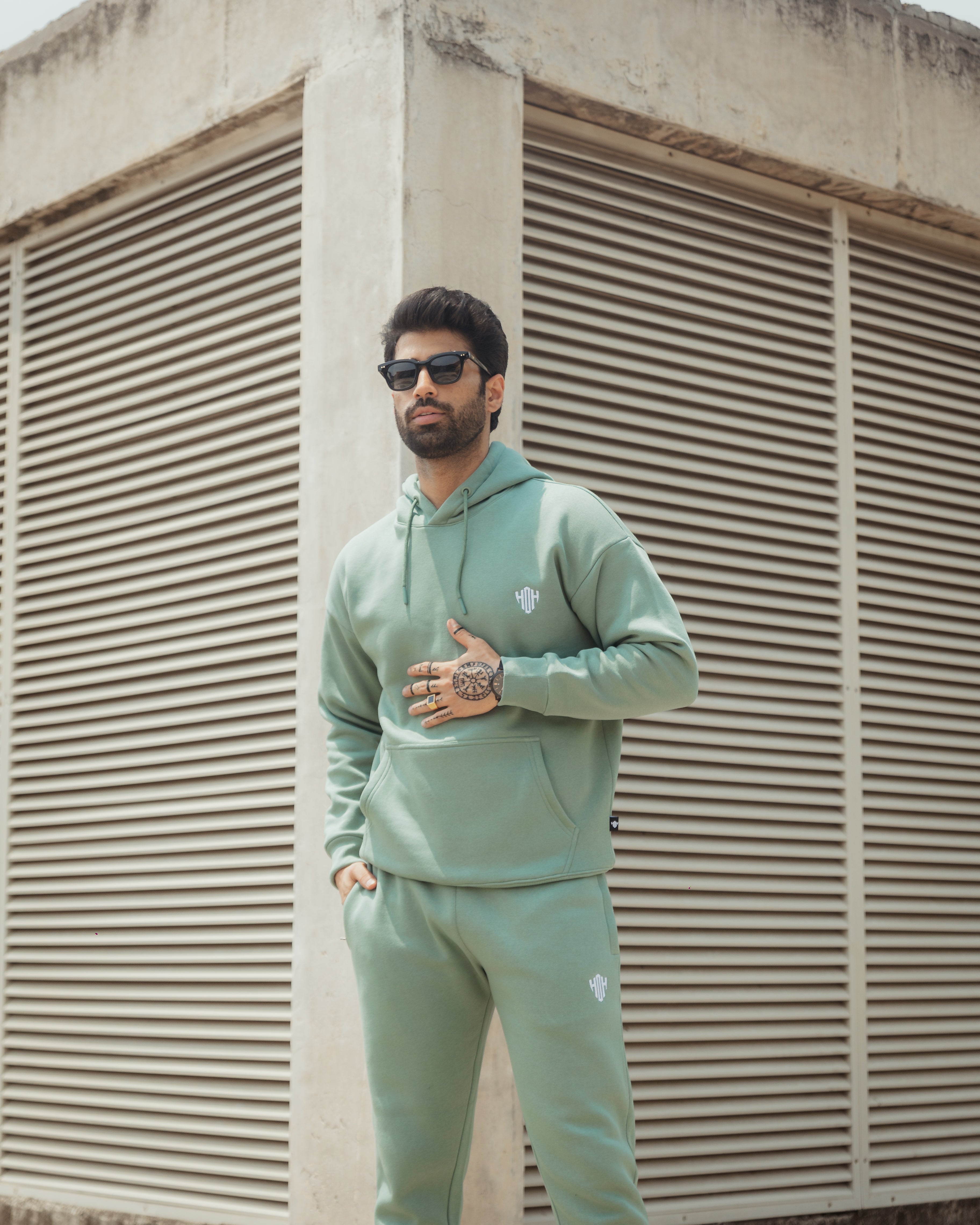 Drop Shoulder Tracksuit  - Sea Green