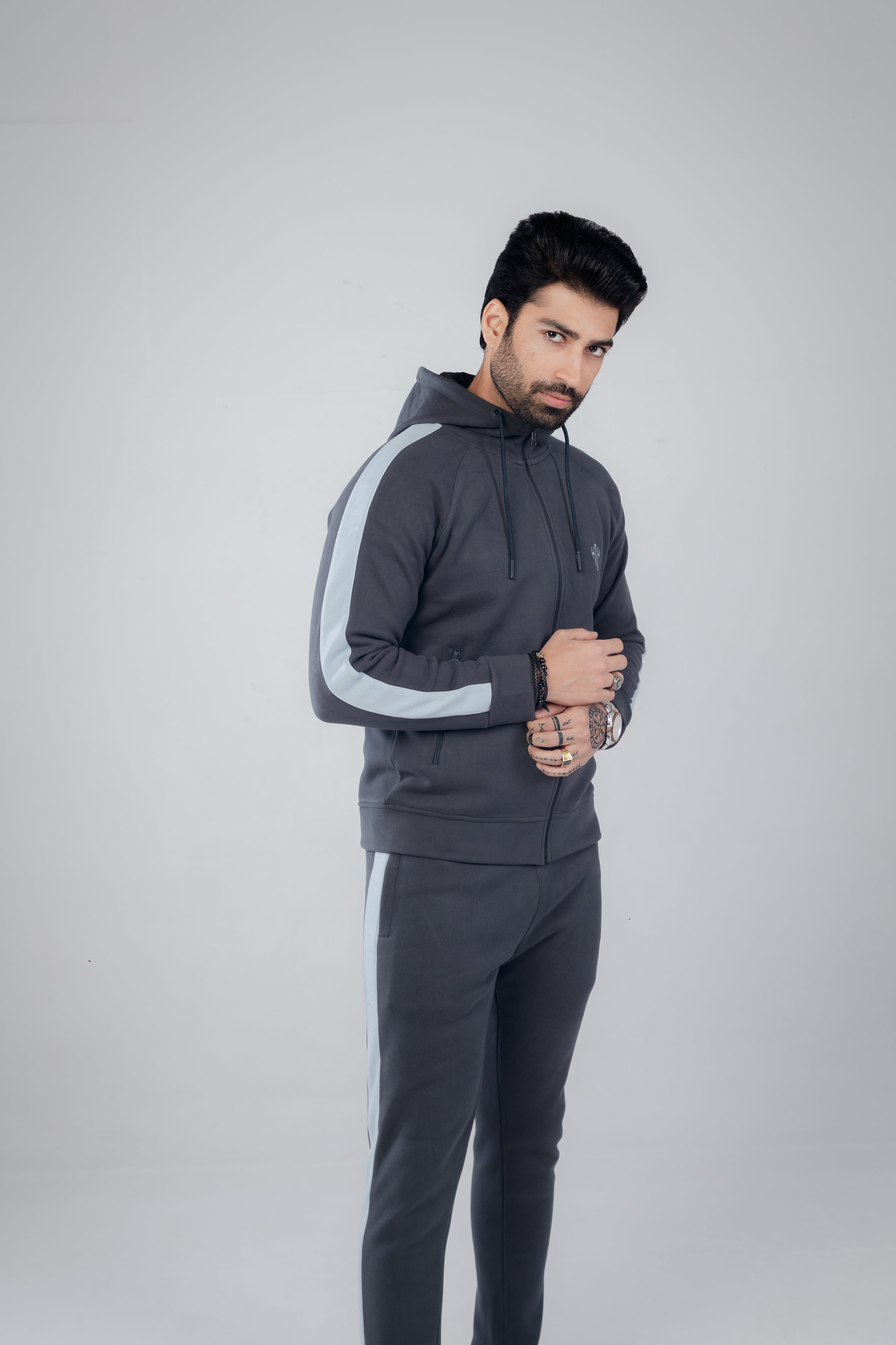 Slim fit grey online tracksuit