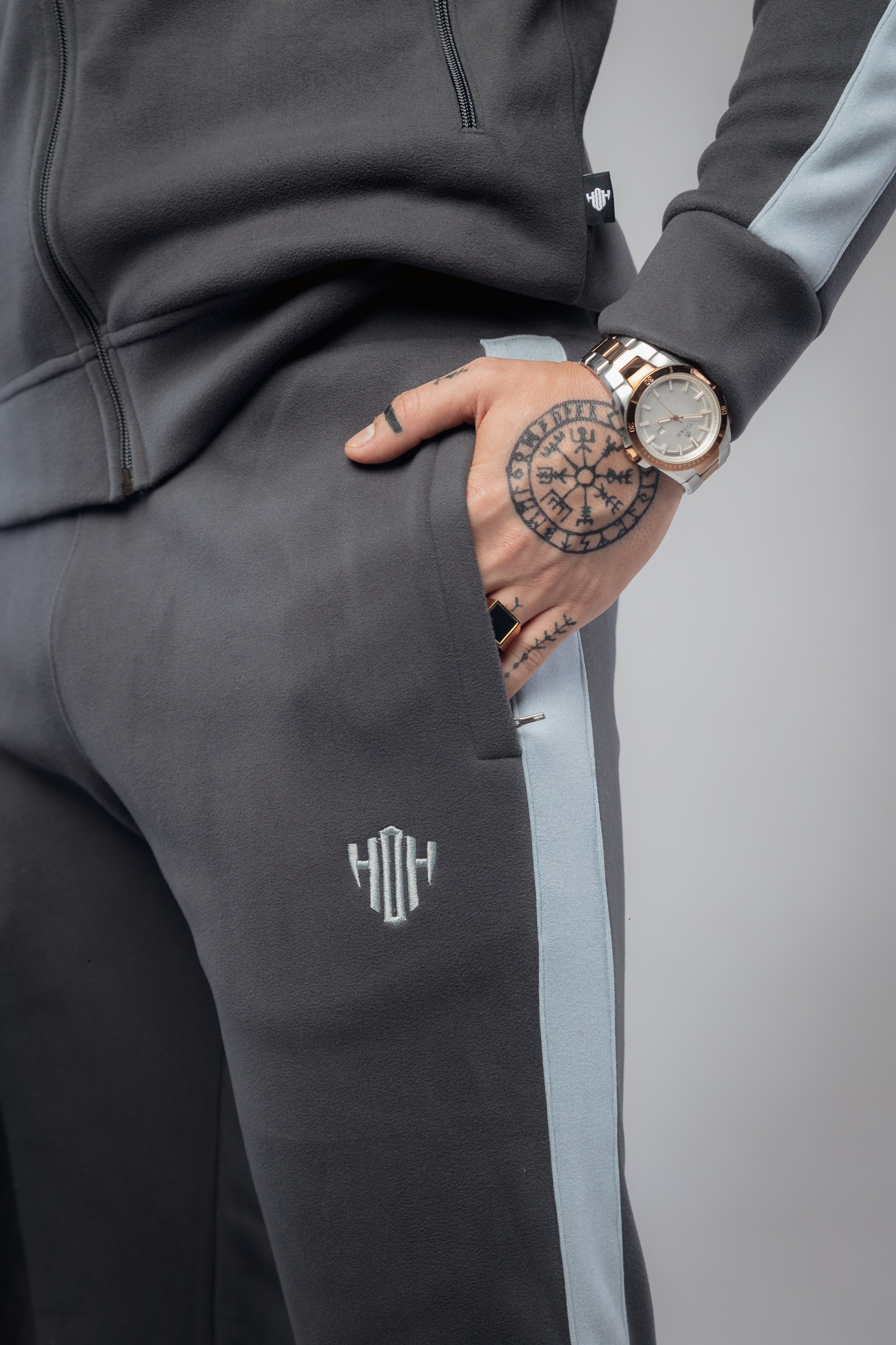 Slim Fit Tracksuit - Dark Grey & Dusk Blue