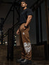 SkullBloom Loose Fit Track Pants (Brown)