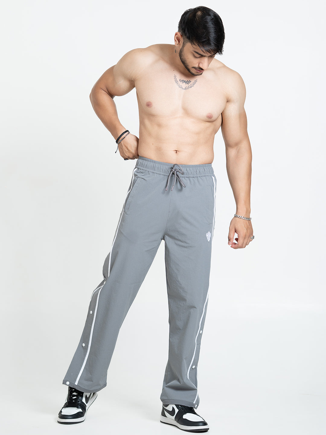 SnapFit Loose Fit Track Pants (Light Grey)