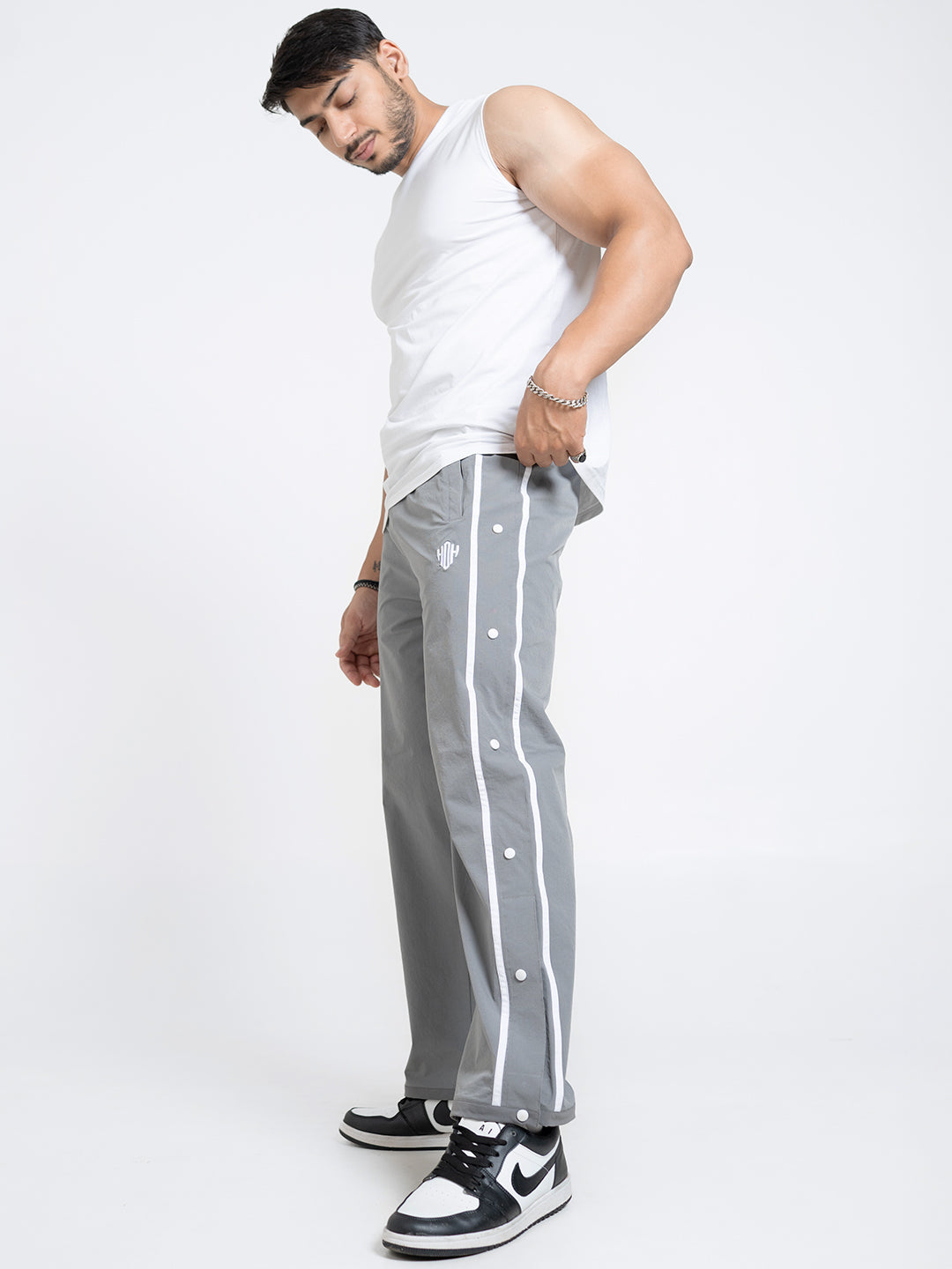SnapFit Loose Fit Track Pants (Light Grey)