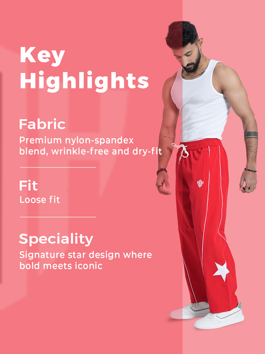 StarFlex Loose Fit Track Pants (Red)